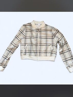 26 International Plaid Bomber Jacket - Cream, Tan, Brown